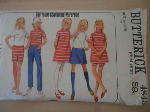BUTTERICK PATTERN 4845  YOUNG TEEN OUTFITS SIZES 10 BREAST 28 1/2" - COMPLETE