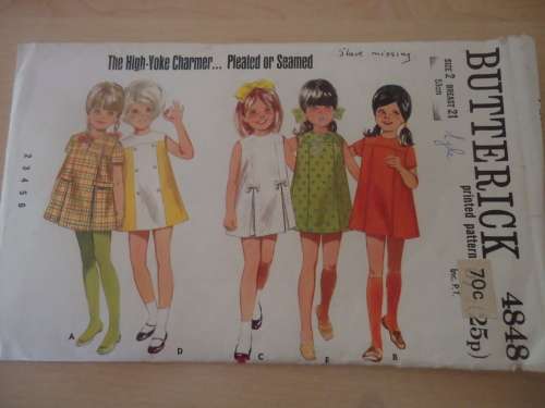 BUTTERICK PATTERN 4848  YOUNG GIRLS DRESS SIZES 2 BREAST 21" - COMPLETE