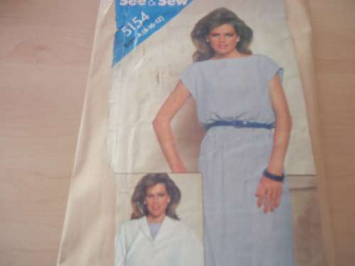 BUTTERICK "SEE & SEW" PATTERN 5154 DRESS ++ JACKET SIZE A = 8 + 10 + 12 - NO SEWING INSTRUCTIONS