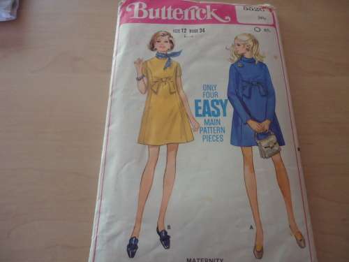 BUTTERICK  PATTERN 5520 MATERNITY DRESS SIZE12 BUST 34" SEE DESCRIPTION