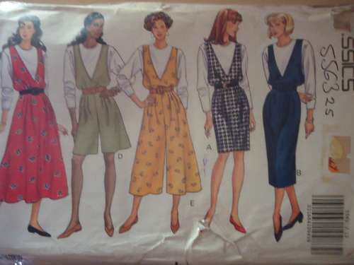 BUTTERICK PATTERN 5563  PINAFORE DRESS/CULOTTES SIZES 12 + 14 + 16  COMPLETE & UNCUT