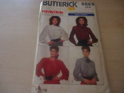 BUTTERICK  PATTERN 6665 4 DIFFERENT BLOUSES SIZE 6 + 8 + 10  COMPLETE