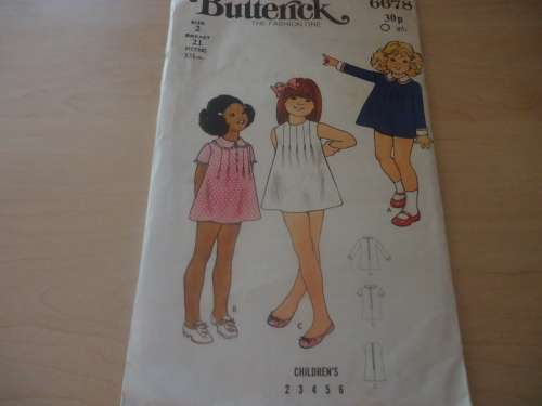 VINTAGE BUTTERICK PATTERN 6678 TODDLER DRESS SIZE 2 BREAST 21"  COMPLETE