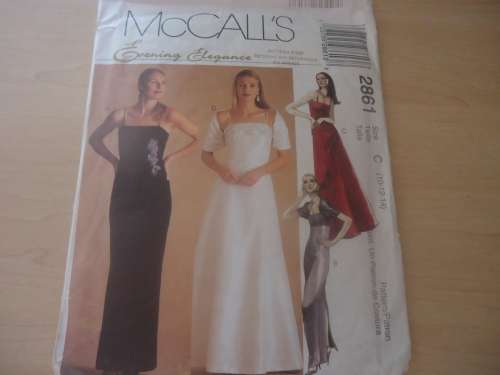 McCALL'S PATTERNS 2861 EVENING DRESS SIZE SMALL -C = 10 + 12 + 14 SEE DESCRIPTION