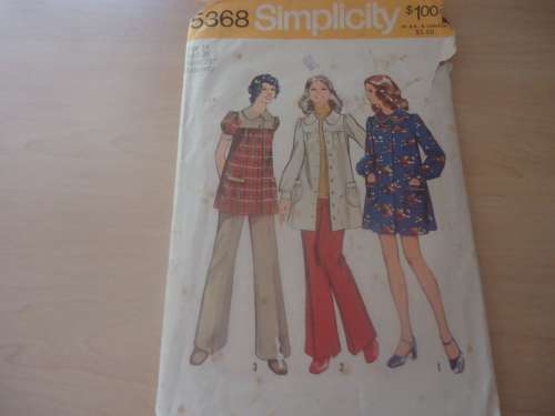SIMPLICITY PATTERNS 5368 PANTS & SMOCK TOP - MATERNITY  SIZE 14 BUST 36" WAIST 28" COMPLETE