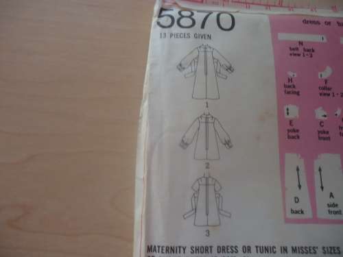 SIMPLICITY PATTERNS 5870  MATERNITY PANTS & TOP SIZE 12 BUST 34" WAIST 26 1/2" COMPLETE & UNCUT