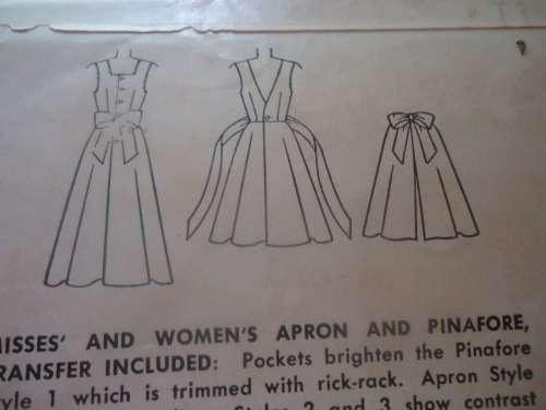 VINTAGE SIMPLICITY PATTERNS 3383 APRON & PINAFORE + TRANSFER SIZE 18 BUST 36" COMPLETE