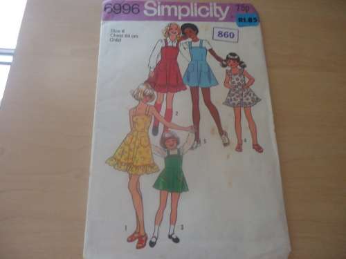 SIMPLICITY PATTERNS 6996 GIRLS SUNDRESS SIZE 6 YEARS CHEST 64 CM - COMPLETE
