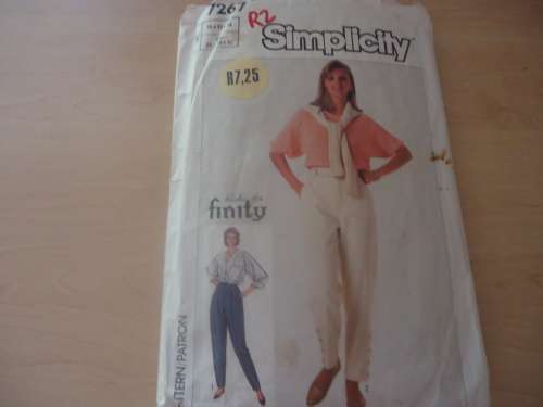 SIMPLICITY PATTERNS 7267 PANTS SIZE N = 10 + 12 + 14 - NO SEWING INSTRUCTIONS
