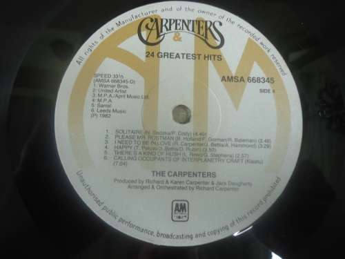 CARPENTERS - 24 GREATEST HITS-  1982 A+M  DOUBLE STEREO GATEFOLD LP SET