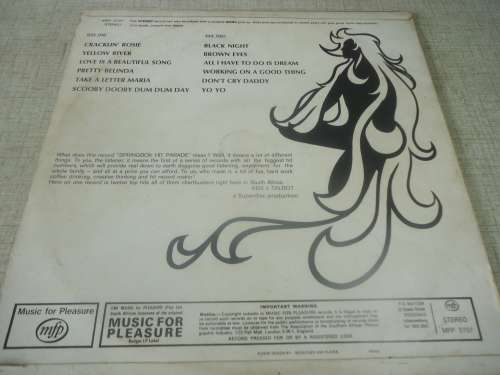 SPRINGBOK HIT PARADE VOLUME 1 - 1972 MFP STEREO LP - rare - GREAT CONDITION