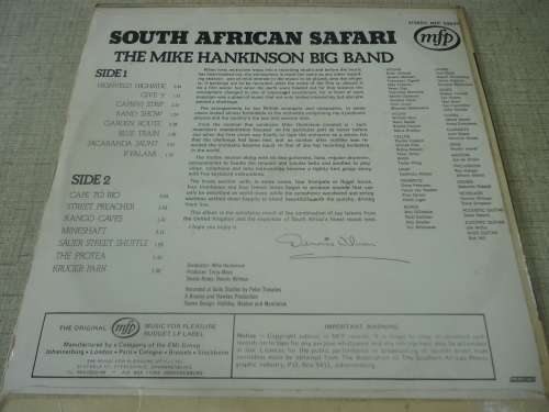SOUTH AFRICAN SAFARI - THE MIKE HANKINSON BIG BAND - 1975 MFP STEREO LP