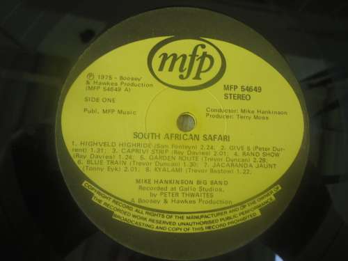 SOUTH AFRICAN SAFARI - THE MIKE HANKINSON BIG BAND - 1975 MFP STEREO LP