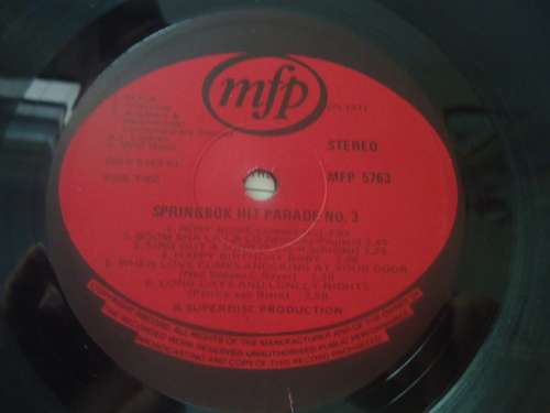 SPRINGBOK HIT PARADE VOLUME 3 - 1971 MFP STEREO LP - rare - GREAT CONDITION
