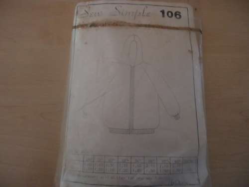 SEW SIMPLE PATTERNS NO 106  - ZIP UP JACKET  -BUST 40" OR 102 cm