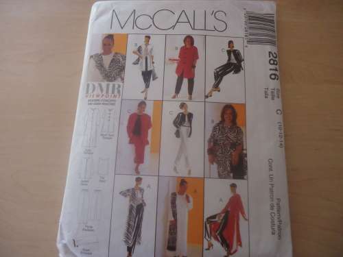 McCALL'S  PATTERNS 2816TUNIC, TOP, PANTS & SCARF SIZE C = 10+12 + 14 - COMPLETE