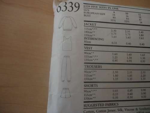 NEW LOOK PATTERNS 6339 CASUAL  PANTS/SKIRT/JACKET/TOP  SIZES 8 - 16  COMPLETE