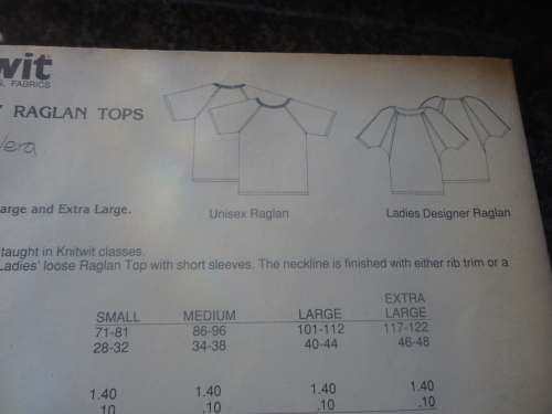 KNITWIT PATTERNS NUMBER 360 "COTTON CRAZY RAGLAN TOPS" SIZE 28" - 48"