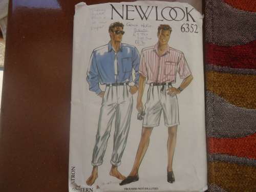 NEW LOOK PATTERNS 6352 -MEN'S SHIRT FIVE SIZES IN ONE 36 - 44 -COMPLETE &UNCUT