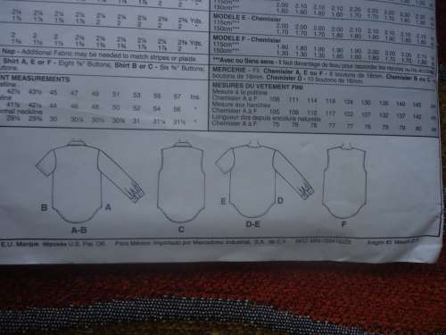 McCALL'S PATTERNS 8620 SHIRTS/TOPS  SIZEC =  10 + 12 + 14 COMPLETE