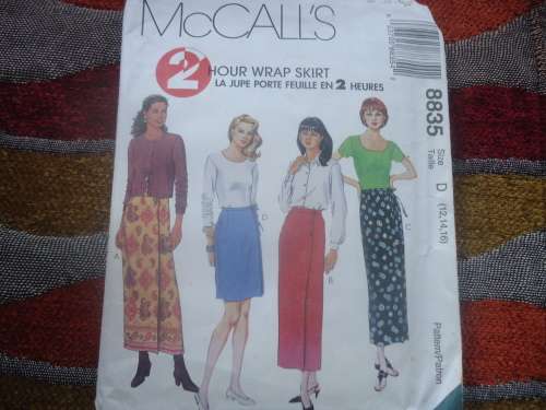 McCALL'S PATTERNS 8835 WRAPAROUND SKIRTS  SIZE D =  12 + 14 +16 COMPLETE