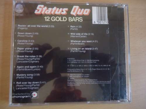 ROCK: STATUS QUO - 12 GOLD BARS - CD - NO FRONT SLEEVE