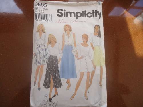 SIMPLICITY PATTERNS 9585 SKIRTS SIZE H = 6 + 8 + 10 - NO SEWING NSTRUCTIONS