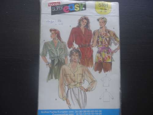 BURDA PATTERNS 5161 BLOUSES SIZES 34 - 46 COMPLETE