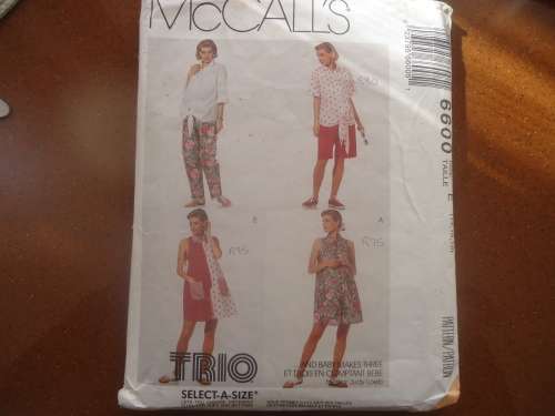 McCALL'S PATTERNS 6600 MATERNITY ROMPERS/SHIRT/PANTS & SHORTS SIZE E = 14 + 16 + 18 COMPLETE & UNCUT