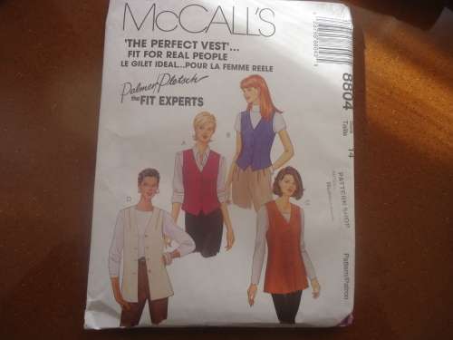 McCALL'S PATTERNS 8804G WAISTCOAT/GILET SIZE 14 COMPLETE & UNCUT