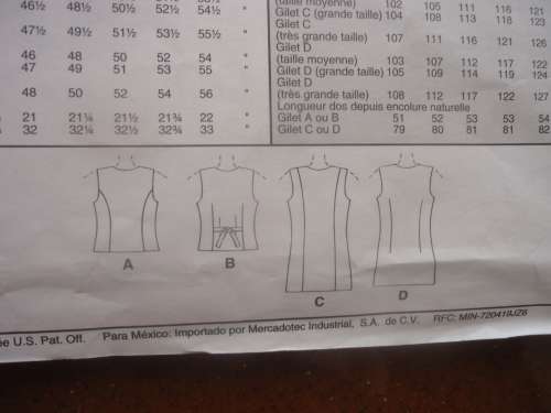 McCALL'S PATTERNS 8804G WAISTCOAT/GILET SIZE 14 COMPLETE & UNCUT