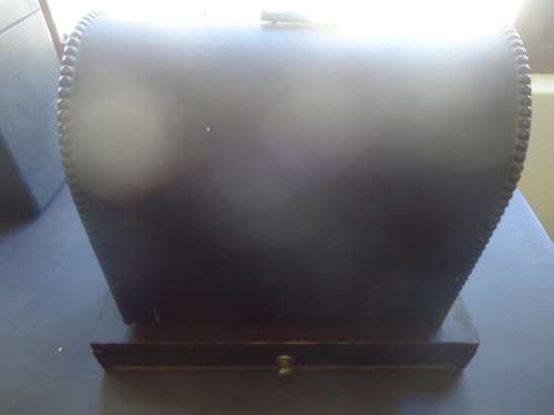 RARE 1930'S MIDGET PORTABLE SEWING MACHINE WITH CARRY CASE, INC STAND WITH DRAWER - MADE IN USA