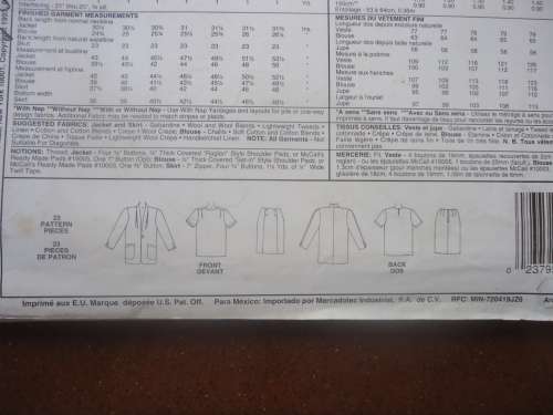 McCALL'S PATTERNS 6094 SKIRT SUIT SIZE A= 8 + 10 + 12 = 14 COMPLETE & UNCUT