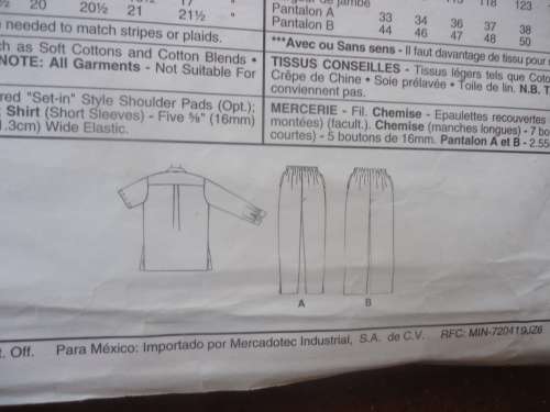 McCALL'S PATTERNS  8092 SHIRT 7 PULL ON PANTS  SIZE C 10 + 12 + 14 COMPLETE