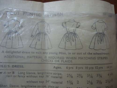 VINTAGE STYLE PRINT PATTERNS 1056  GIRLS DRESSES SIZE 6 YEARS  COMPLETE