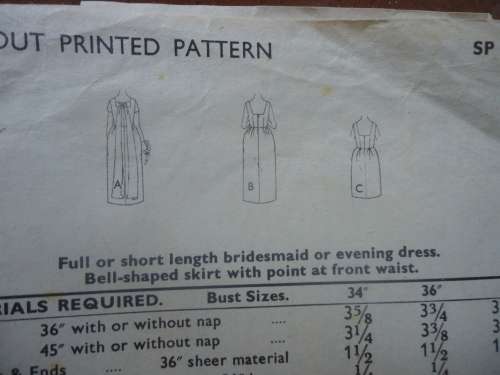 VINTAGE STYLE PRINT PATTERNS 1571  LADIES EVENING DRESSES SIZE 36" COMPLETE