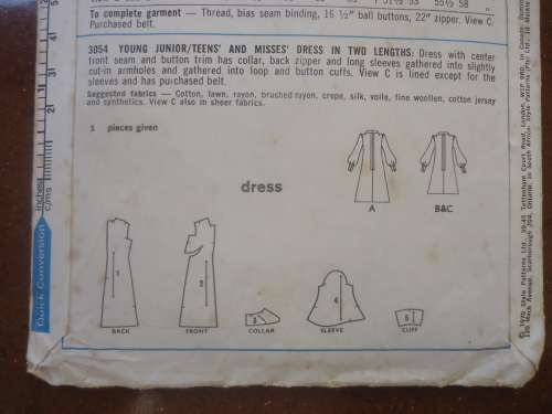 STYLE PATTERNS 3054 COLLARED DRESS SIZE 14 BUST 36" COMPLETE