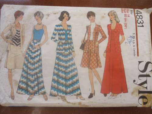 STYLE PATTERNS 4831 LONG 7 SHORT SKIRT + JACKET & TOP SIZE 14 BUST 36" OR 92 CM COMPLETE