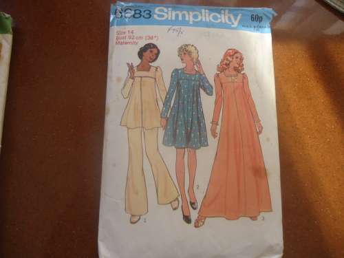 RETRO SIMPLICITY PATTERNS 6683 MATERNITY  SIZE 14 BUST 92 CM COMPLETE