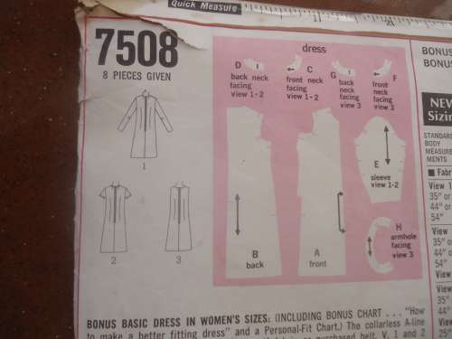 RETRO SIMPLICITY PATTERNS 7508 DRESS  SIZE 38 BUST 42" COMPLETE