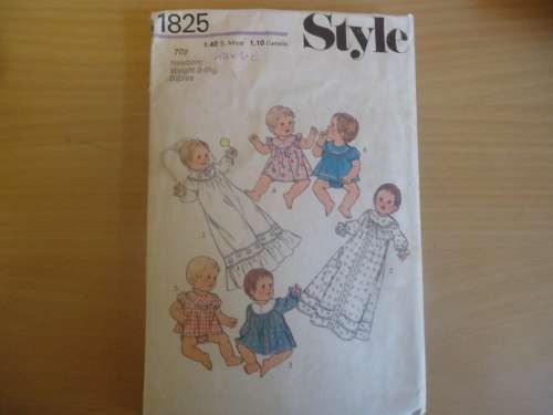 STYLE PATTERNS 1825 -BABY LAYETTE SIZE NEW BORN 3 - 6 KGS  - MISSING INSTRUCTIONS