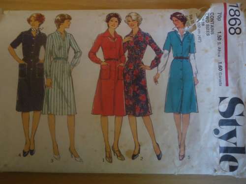 STYLE PATTERNS 1868 DRESS WITH POCKETS SIZE 18 + 20 - COMPLETE