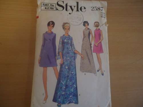 RETRO STYLE PATTERNS 2587  LONG & SHORT COWL NECK DRESS SIZE 38 BUST 42" COMPLETE