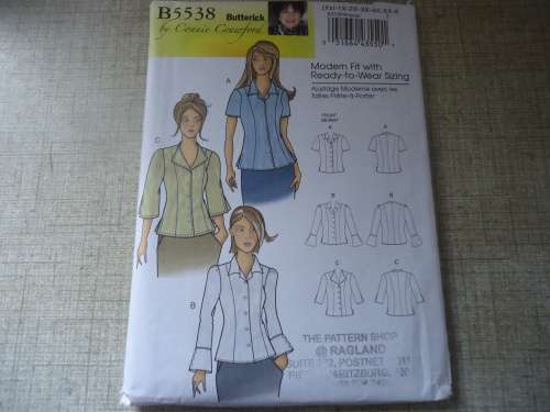 BUTTERICK  PATTERN B5538 BLOUSES & TOPS  SIZES XXL + 1X + 2X + 3X + 4X + 5X + 6 - COMPLETE