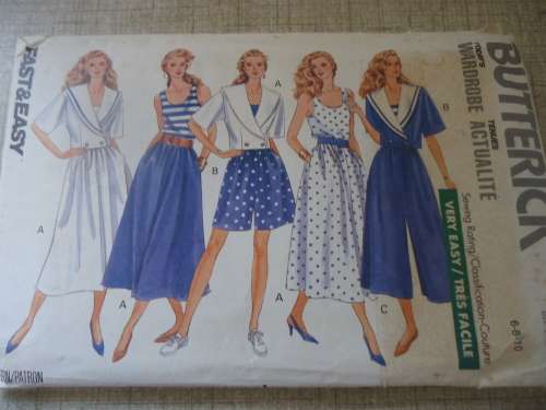 BUTTERICK  PATTERN 4736 JACKET/TANK TOP/SKIRT/SHORTS & CULOTTES  SIZE 6 + 8 + 10 COMPLETE