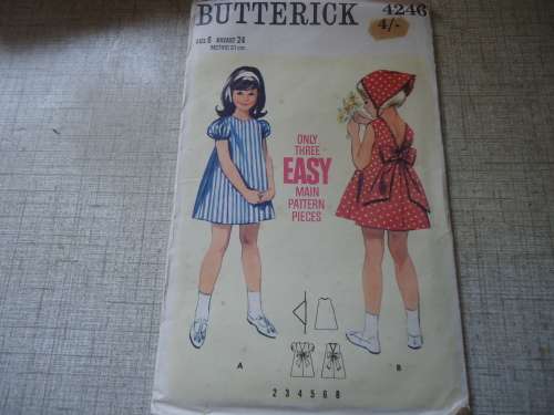 BUTTERICK  PATTERN 4246 GIRLS DRESS 7 BOW WITH SCARF SIZE 6 YEARS BREAST 24"  COMPLETE