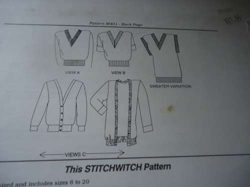 STITCHWITCH PATTERNS M401  "HANDY TOPS & CARDIGANS"