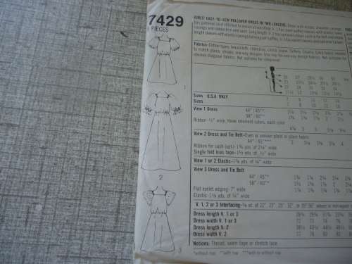 SIMPLICITY PATTERNS 7429 EASY TO SEW GIRL'S PULLOVER DRESS SIZE 10 YEARS - COMPLETE