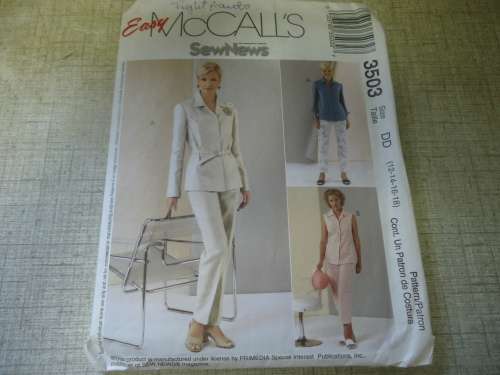 McCALL'S PATTERN 3503 TOPS & PANTS IN 2 LENGTHS SIZE DD = 12 +14 + 16 + 18 COMPLETE