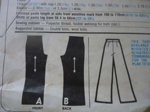 SIMPLICITY PATTERNS 8185 PULL ON PANTS  SIZE U = 16 + 18 + 20 - COMPLETE